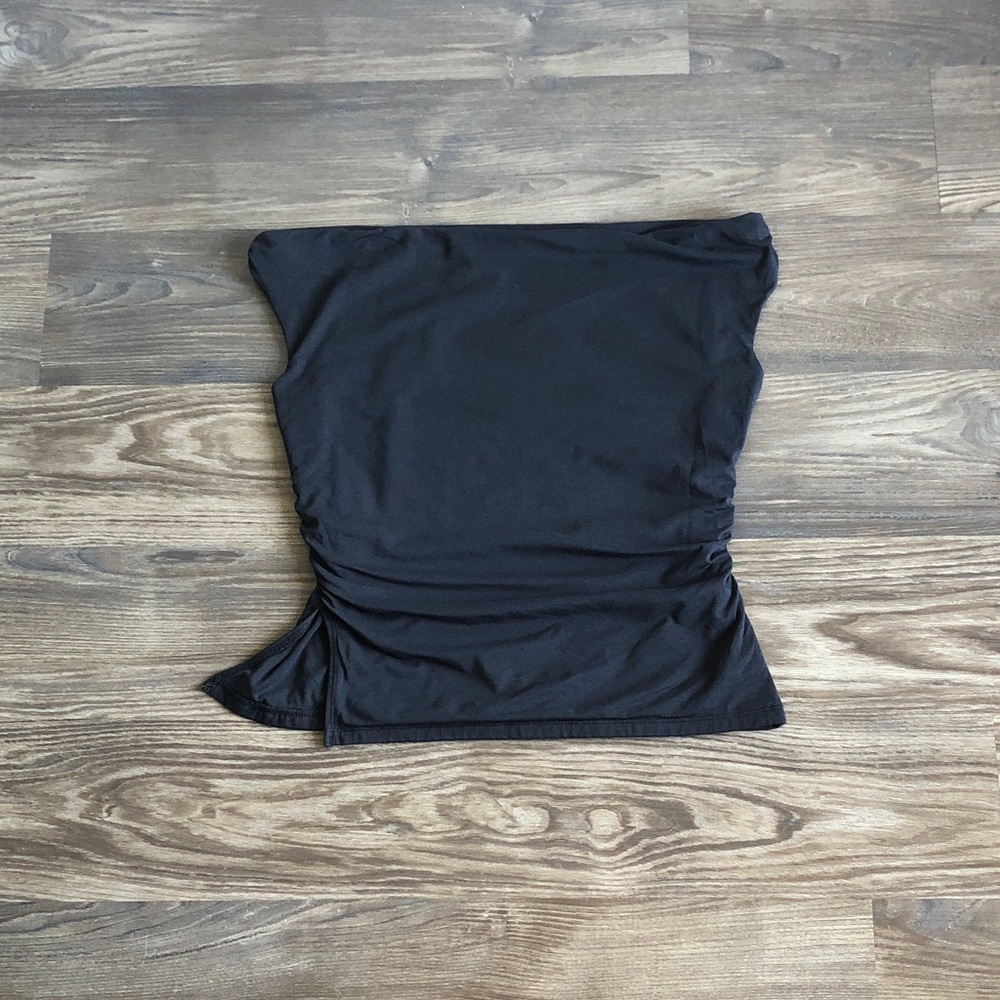 Abercrombie and Fitch Off Shoulder Jersey Stretch Top Black Modal Blend Y2K